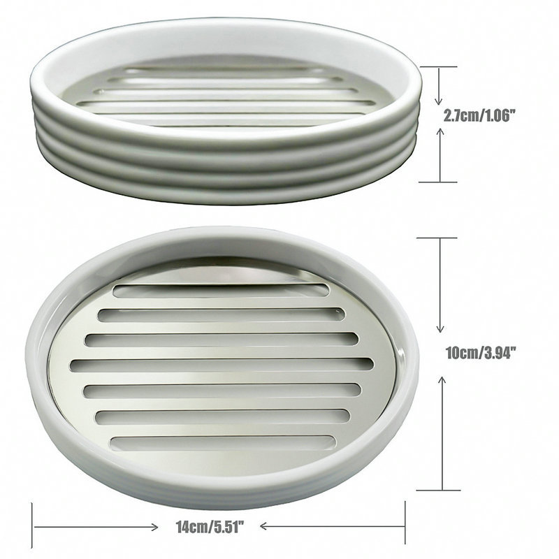Soap Dish with Drain Keep Dry Ceramic with Better Anti-Rust 316 Stainless Steel