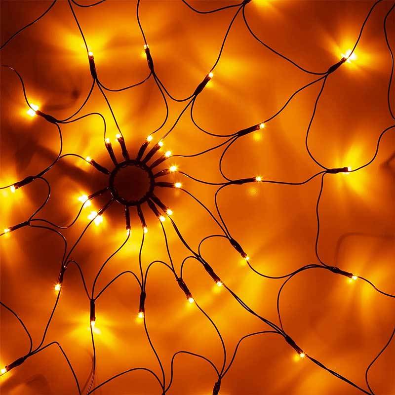 8 Twinkle Modes LED Spider Web Lights Decoration for Halloween Home Decor Diameter 40INCH