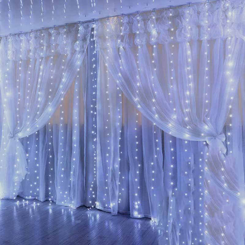 8 Lighting Modes LED Curtain Lights Indoor USB Powered Xmas String Light Remote Control