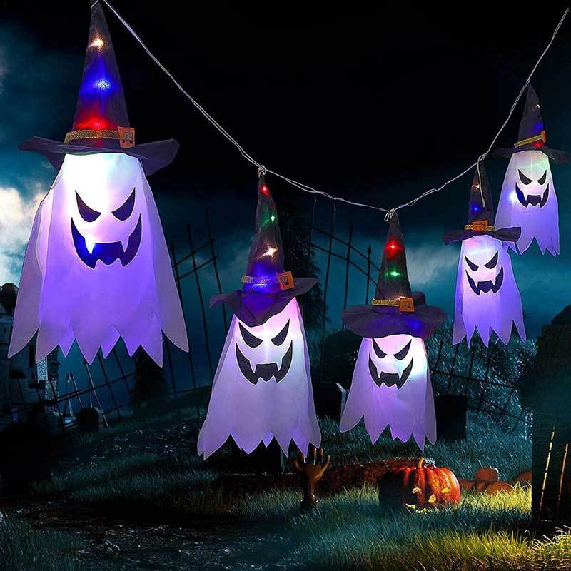 Halloween Wizard Hat Hanging Lamp Ghost String Lights 120 INCH