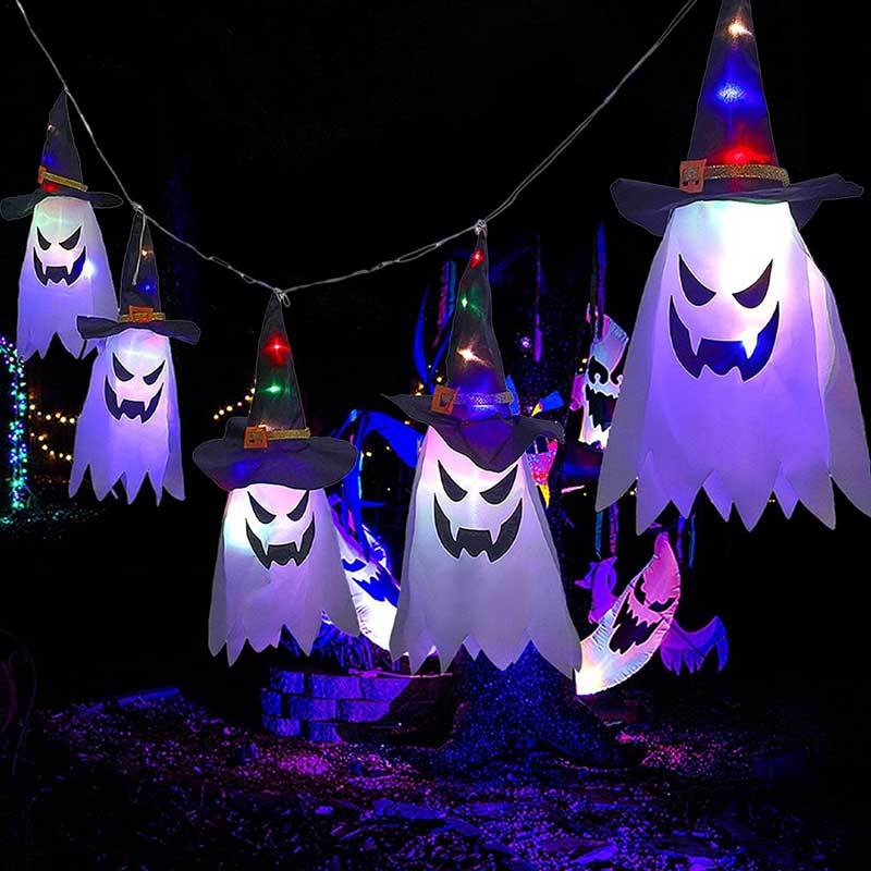 Halloween Wizard Hat Hanging Lamp Ghost String Lights 120 INCH