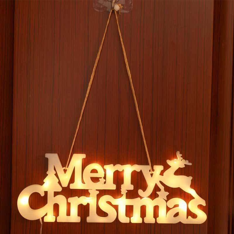 3D LED Merry Christmas Door Hanger Sign Banner Tags Big Size 27.5 x 10.5CM