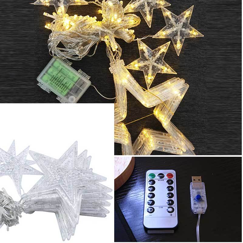 8 Lighting Modes Led Star Lights USB Powered Remote Control 2.5 x 0.9 Meters