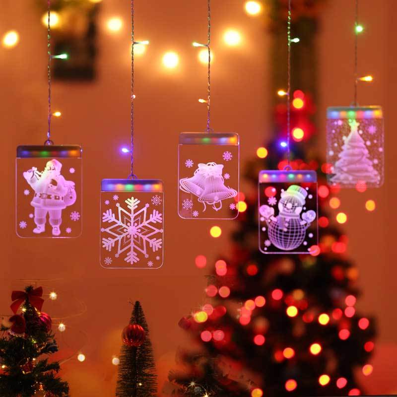 LED 3D Christmas Tree Hanging Pendant Xmas Window Ornaments Decorations 5Pack