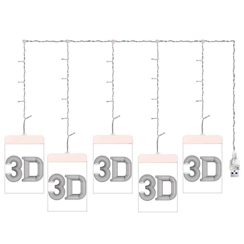 LED 3D Christmas Tree Hanging Pendant Xmas Window Ornaments Decorations 5Pack
