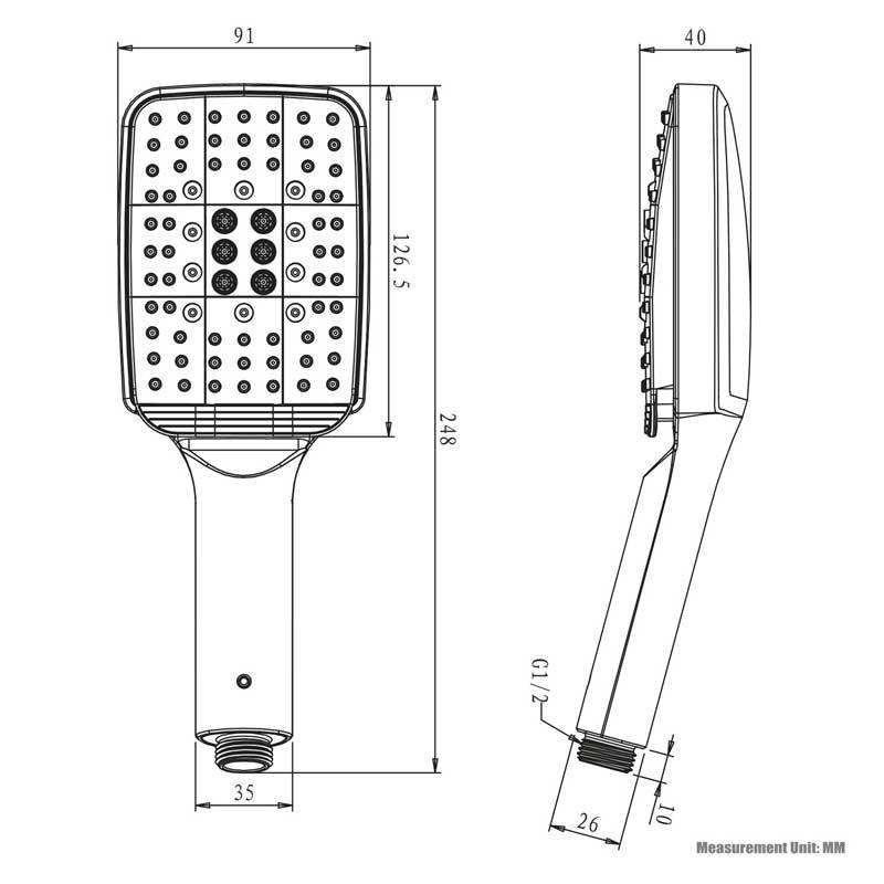 6 Spray Setting High Pressure Shower Head with 2M Hose