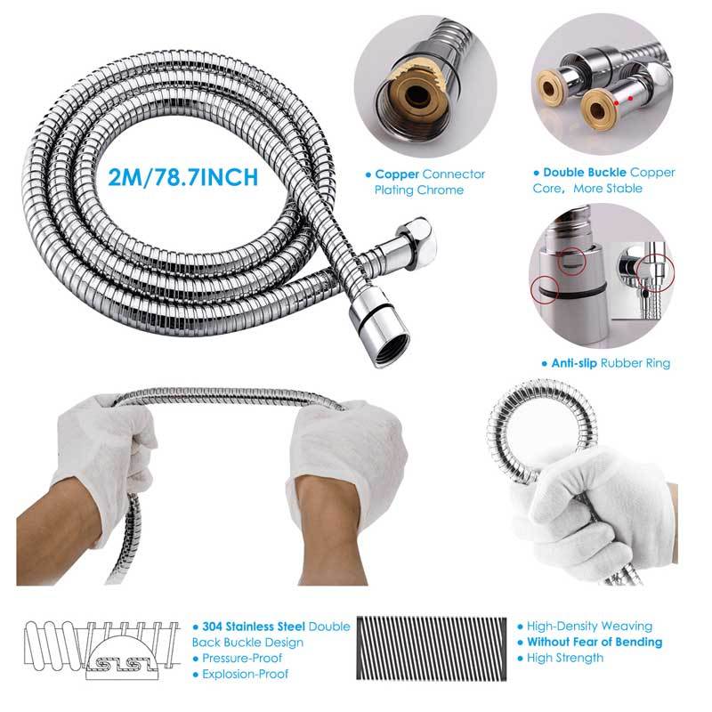 6 Spray Setting High Pressure Shower Head with 2M Hose