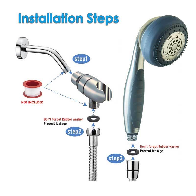 Luxury 7 SPA Spray Setting High Pressure Shower Head with 2M Hose