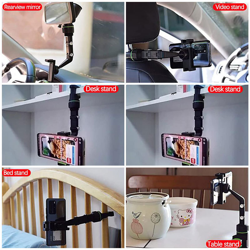 360° Multifunctional Phone Holder for Car Rearview Mirror Bed Kitchen Bookshelf Home Online Class