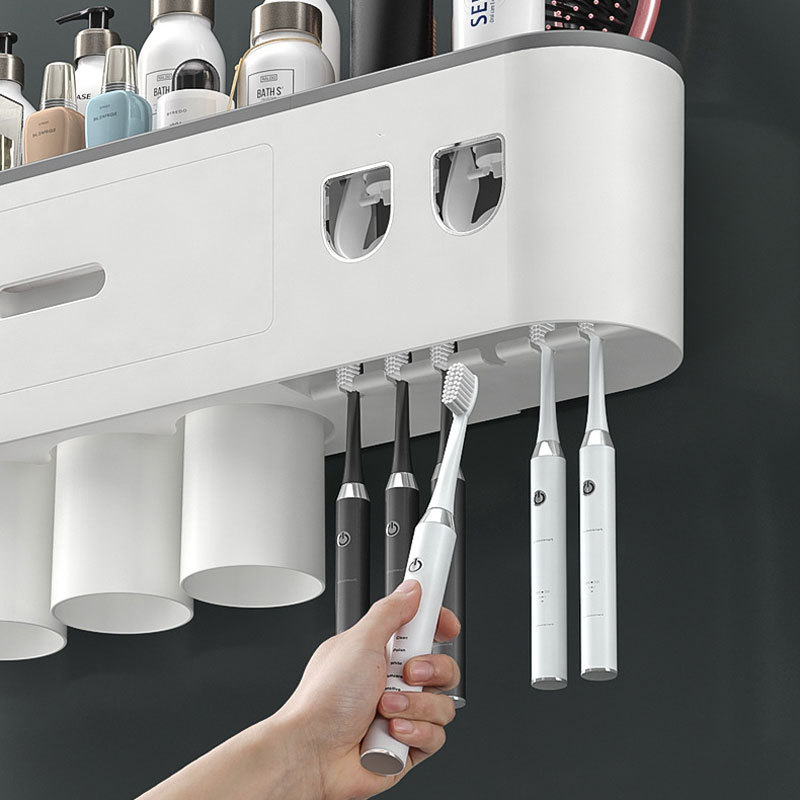 Toothbrush Holder Wall Mounted with 2 Toothpaste Squeezers