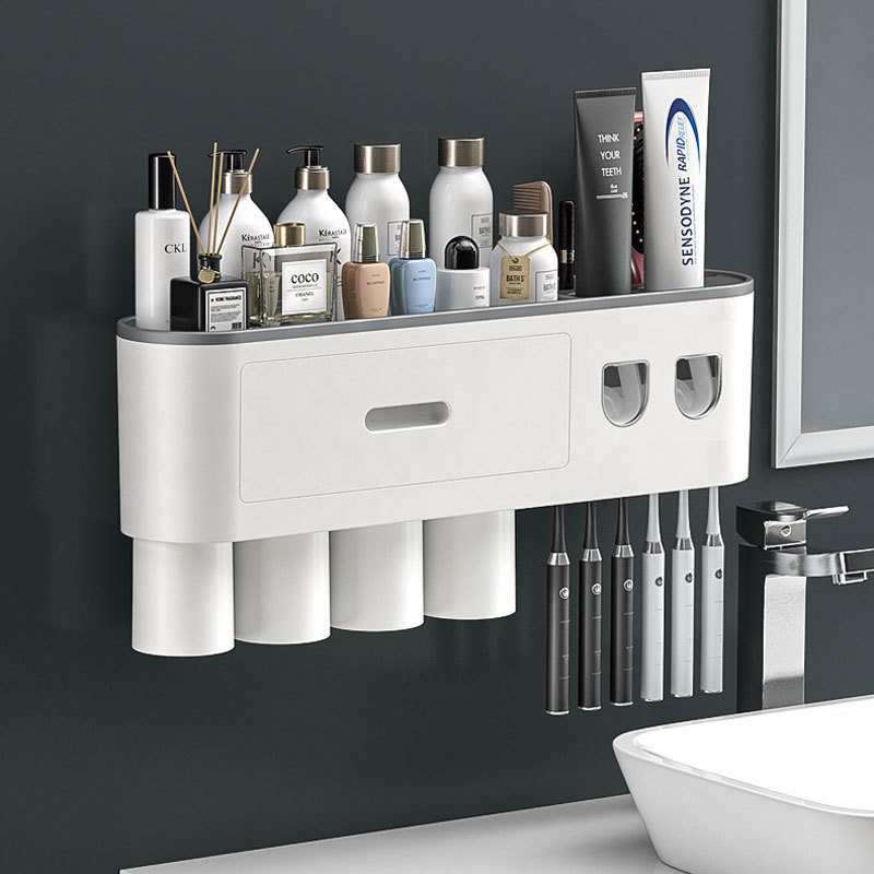 Toothbrush Holder Wall Mounted with 2 Toothpaste Squeezers