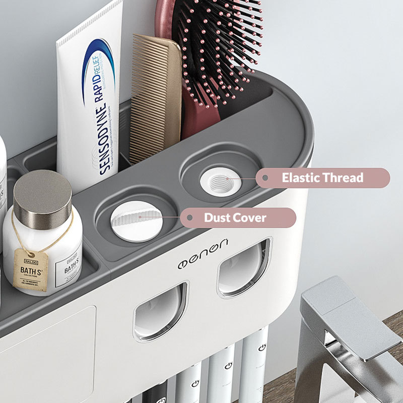 Toothbrush Holder Wall Mounted with 2 Toothpaste Squeezers