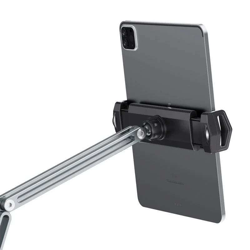 Tablet Desk Clamp Stand Long Arm 720° Swivel Compatible For 4"-13" Devices