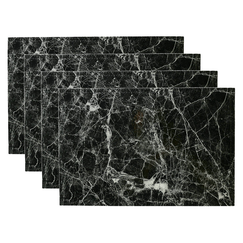 Leather Placemats Marble Pattern Wiping Cleaning Set of 4