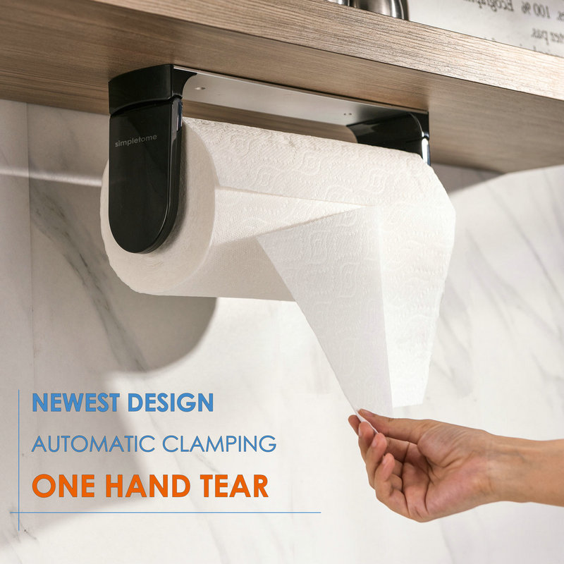 Tension Arm Paper Towel Holder, Hystun Single Tear Paper Towel Holder  Countertop Standing Paper Towel Holder Easy to Tear Paper Stainless Steel  Paper