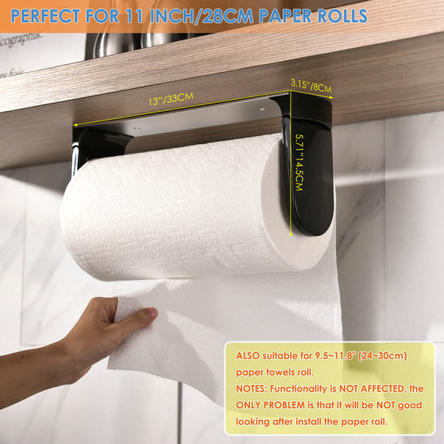 One Handed Tear Wall Mounted & Under Counter Paper Towel Holder Dispenser (White)