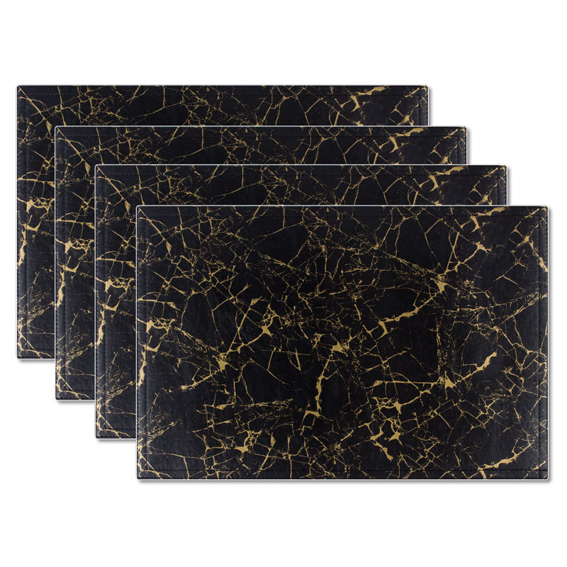 Placemats Marble Leather Table Mats Double Layer Easy Wiping Cleaning Set of 4