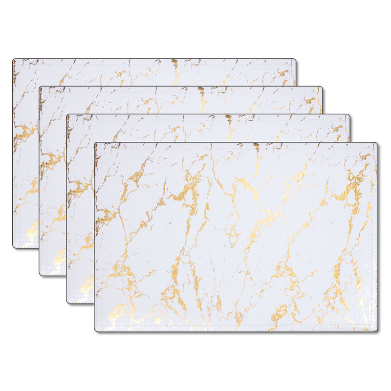 Placemats Marble Leather Table Mats Double Layer Easy Wiping Cleaning Set of 4