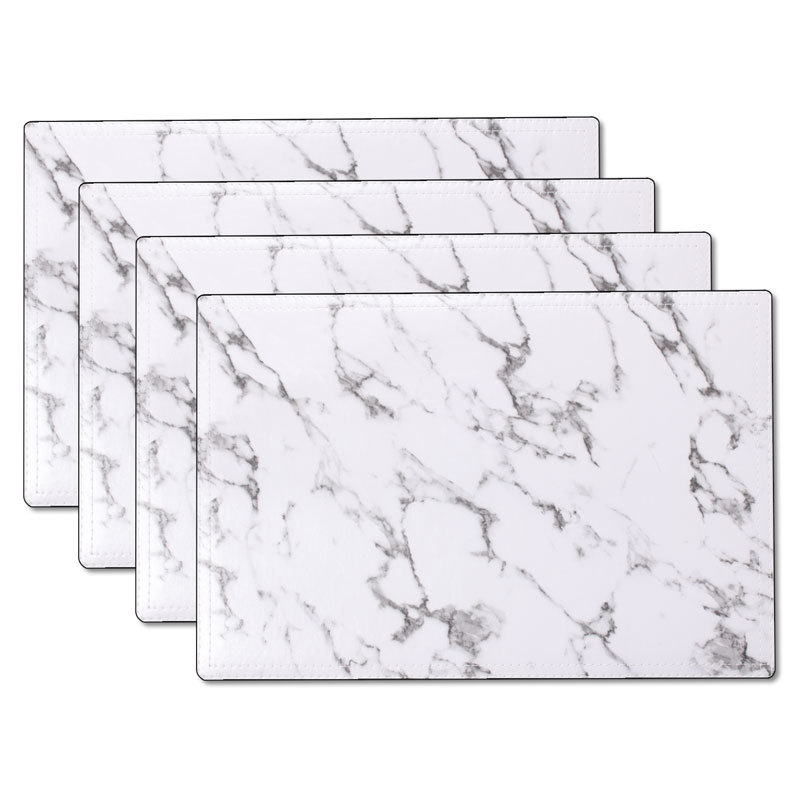 Placemats Marble Leather Table Mats Double Layer Easy Wiping Cleaning Set of 4