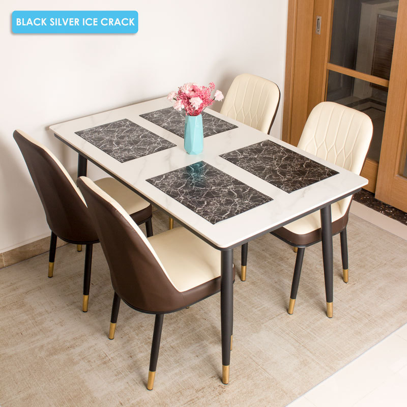 Placemats Marble Leather Table Mats Double Layer Easy Wiping Cleaning Set of 4