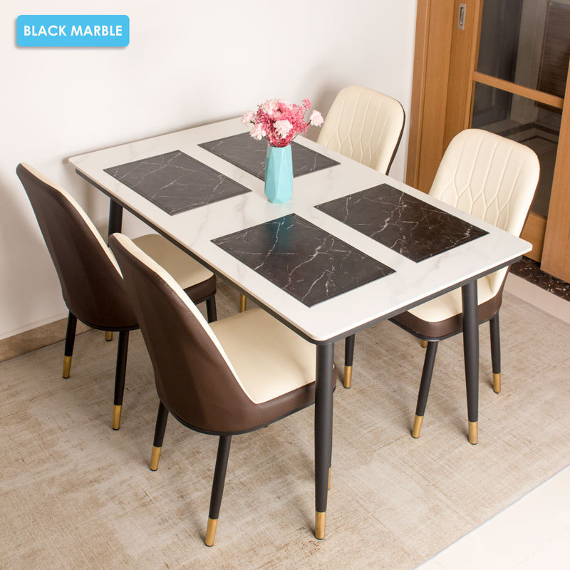 Placemats Marble Leather Table Mats Double Layer Easy Wiping Cleaning Set of 4