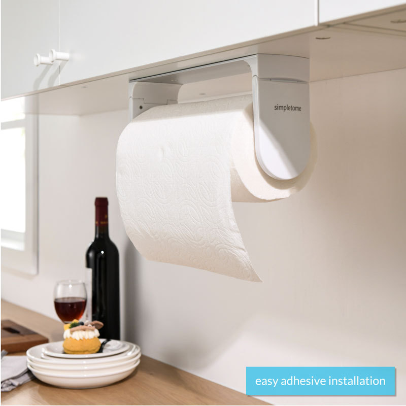 simpletome ONE HAND TEAR Paper Towel Holder Under Cabinet Silver