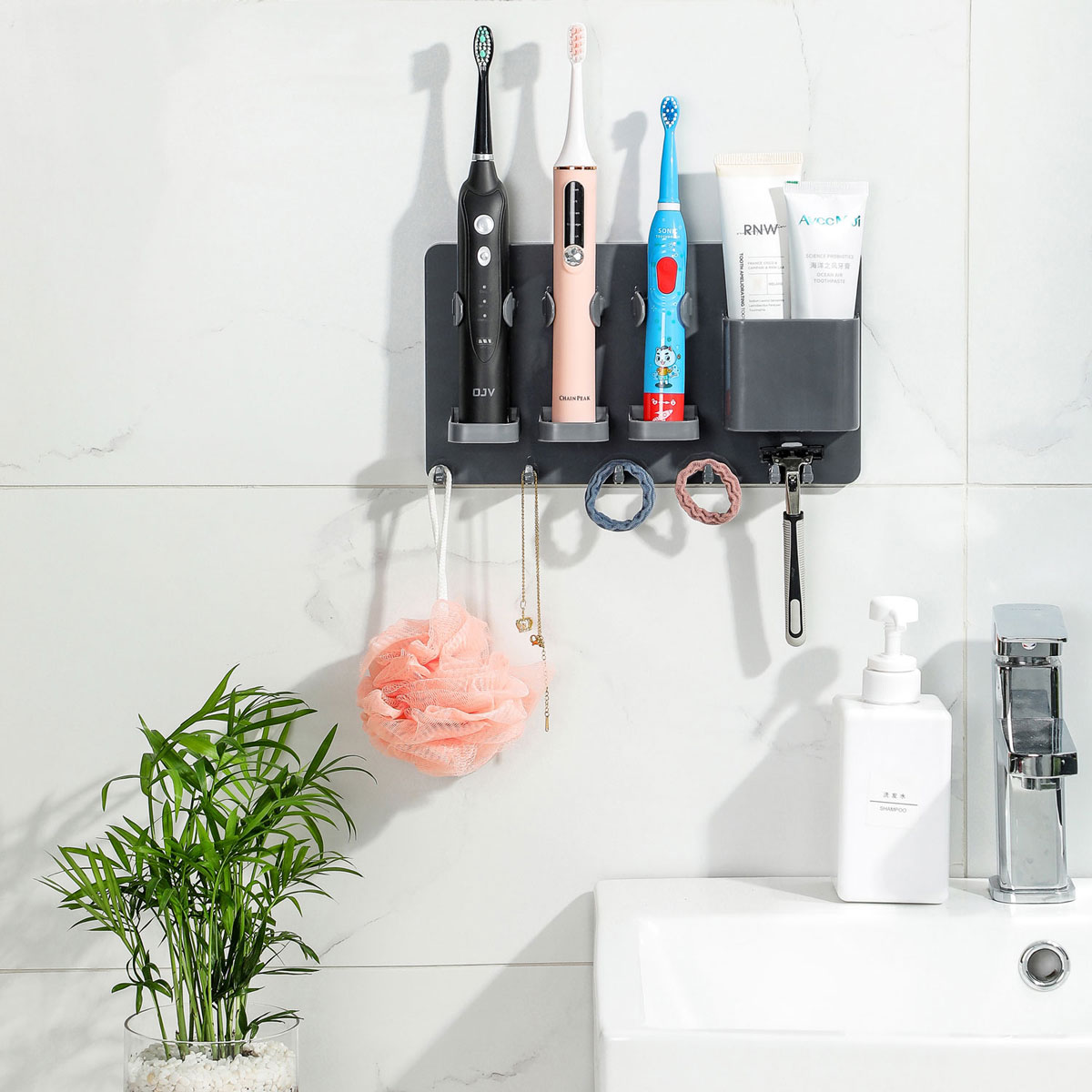 Wall Mounted Bathroom Toothbrush and Bathroom Organizer – All About Tidy