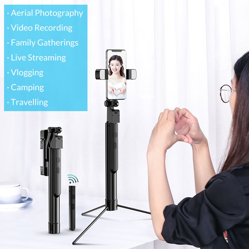 67 Inch 720° Outdoor Selfie Stick Phone Tripod for Android IOS 6 In 1 Powerful Functions