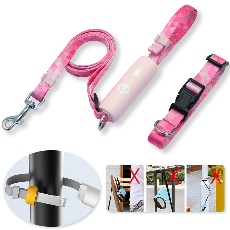 HANDS FREE Lockable Dog Leash for Small Medium Dogs with Collar