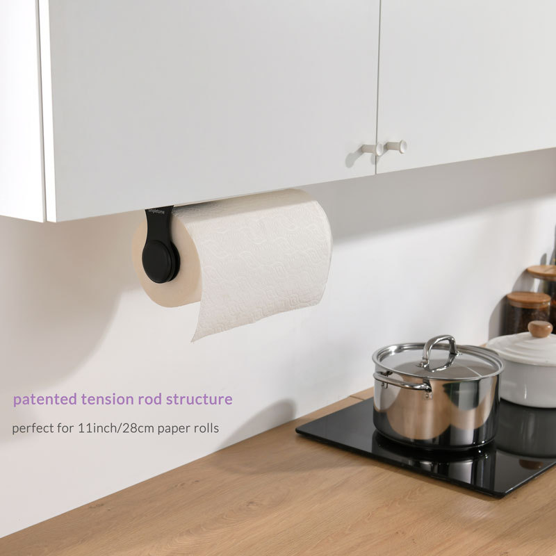 Hanging Paper Towel Holder Under Cabinet, Black Paper Towel Holder