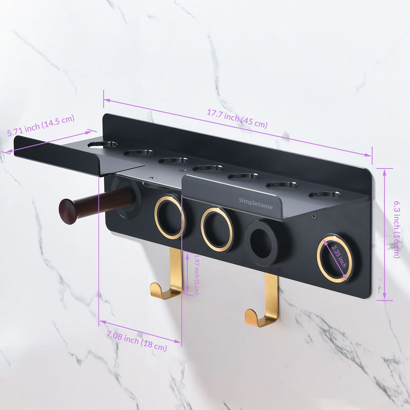 2 In 1 Aluminum Alloy Wall Mount Holder For Dyson Supersonic Hair
