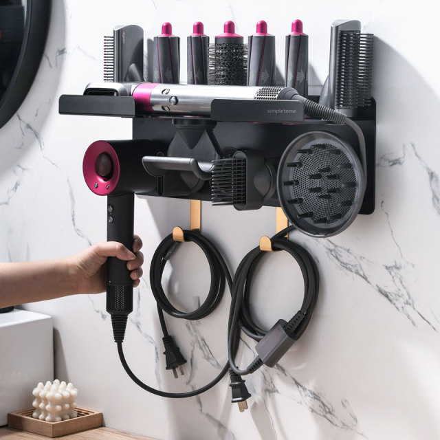 Hair Dryer Holder Compatible with Dyson Supersonic Hair Dryer Compatible with Dyson Airwrap Styler Organizer Storage 2in1 Wall Mounted Stand Fits