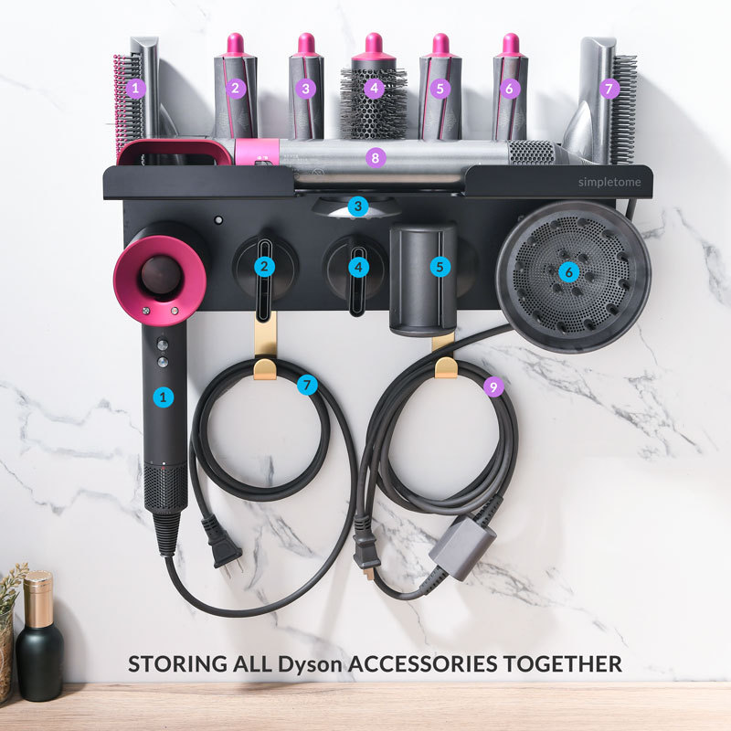 2 IN 1 Wall Mount Holder for Dyson Airwrap Styler and Supersonic Hair Dryer