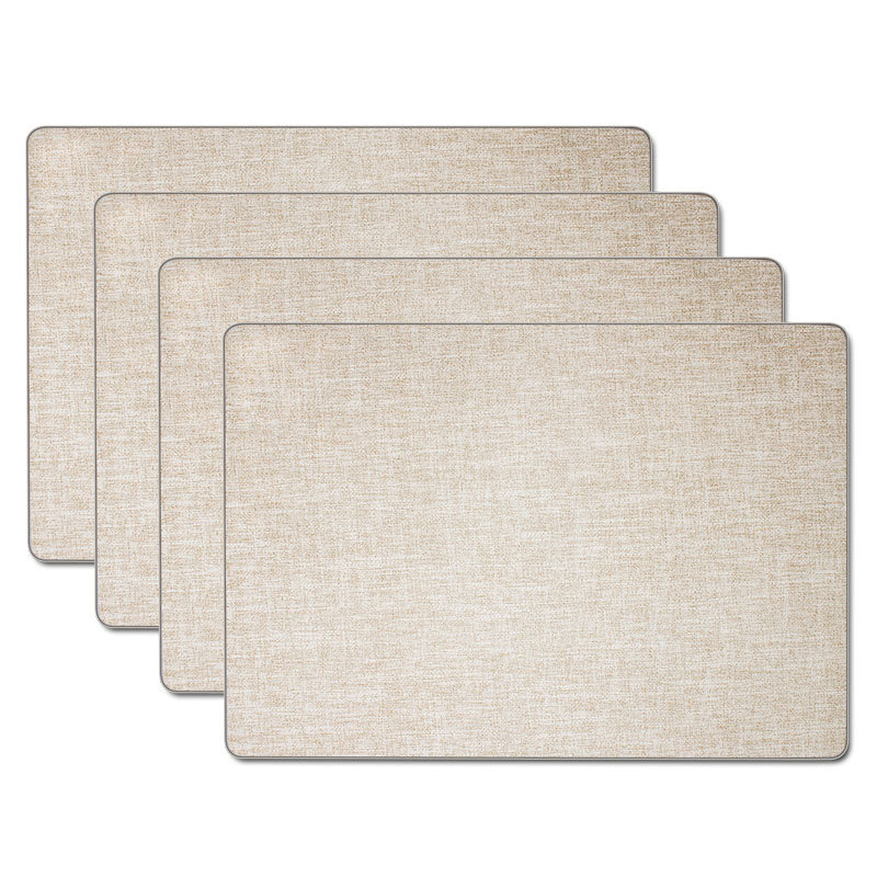 Placemats Imitation Cotton Linen Leather Anti-Slip Double Layer Easy Wiping Cleaning Set of 4