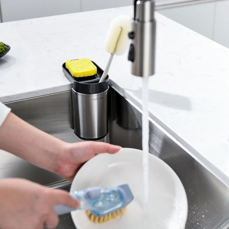 Sink Sponge Holder With Dish Brush Organizer, Suction Cups or Countertop