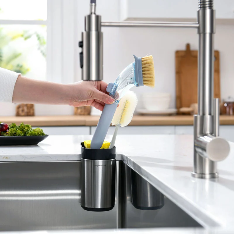 Sink Sponge Holder With Dish Brush Organizer, Suction Cups or Countertop