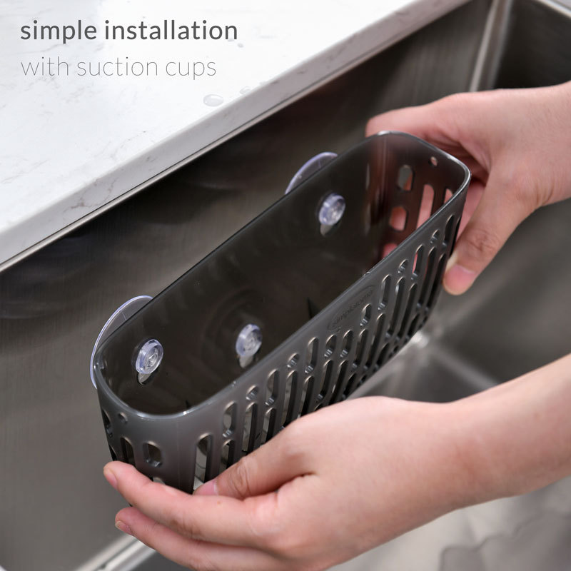 Sink Caddy Basket, Sinkware Organizer, 3X Strong Suction Cups Or Countertop