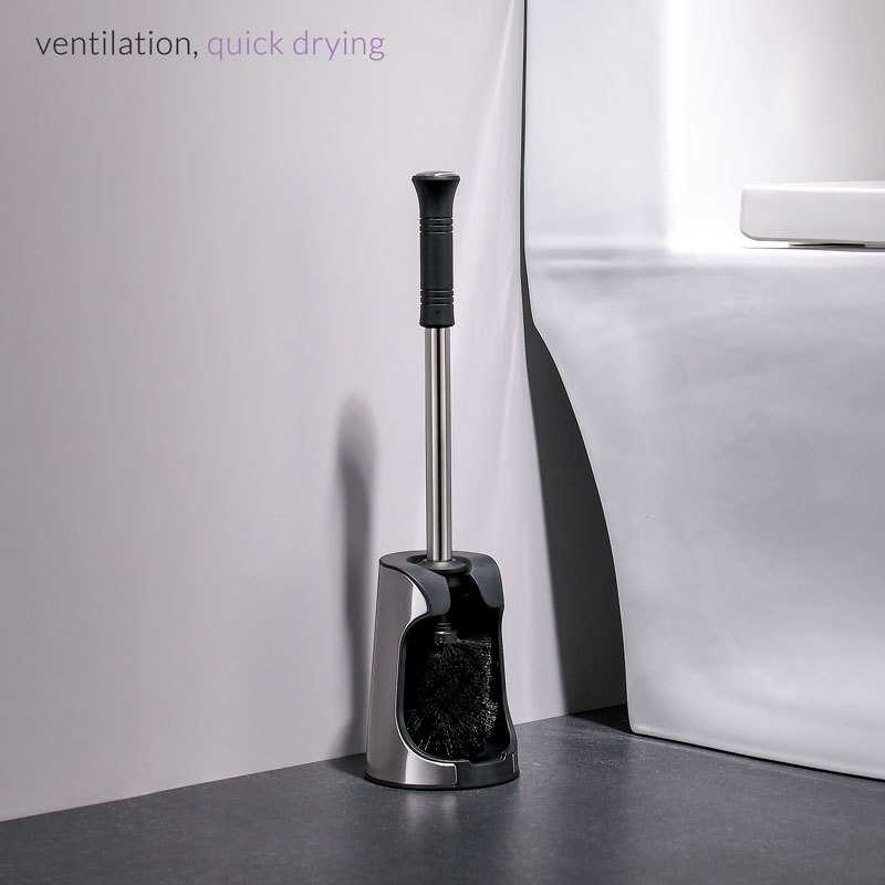 Toilet Brush with Quick Dry Holder, More Efficient Bristles, Stainless Steel+ABS