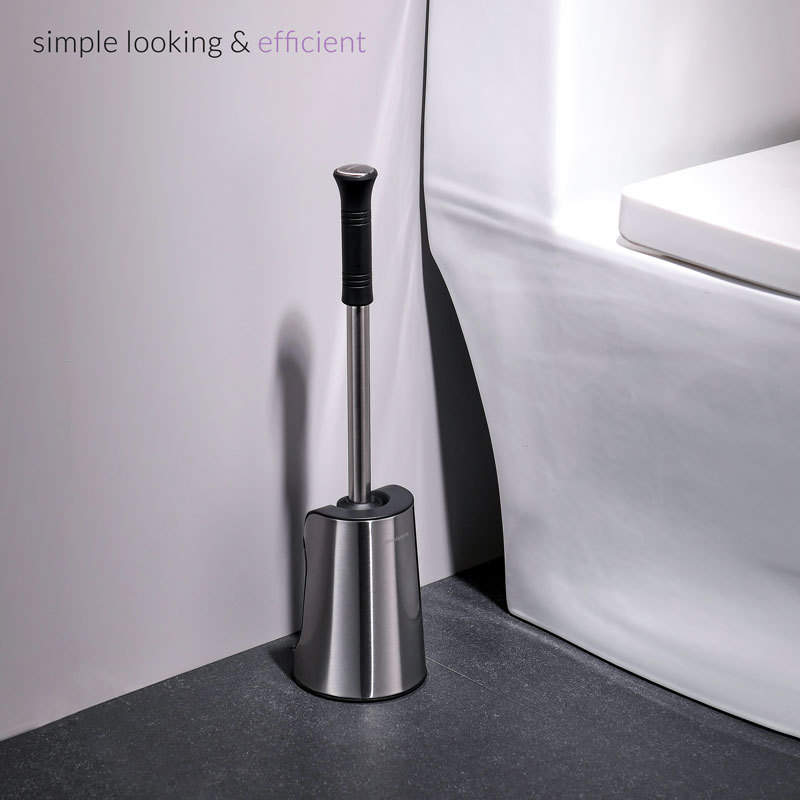 Toilet Brush with Quick Dry Holder, More Efficient Bristles, Stainless Steel+ABS