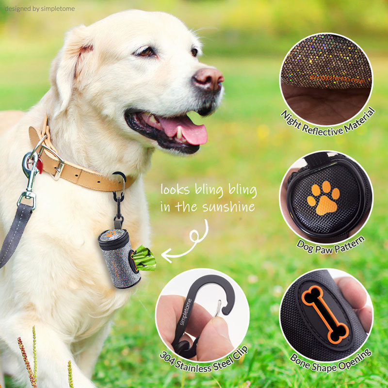 Poop Bag Roll Holder for Leash, Collar, Belt