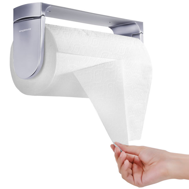 Wonglea Paper Towel Holder for One Hand Tear, Upgraded Under Cabinet Paper  Towel Holder Wall Mount,Self Adhesive Paper Towel Roll Holder Under