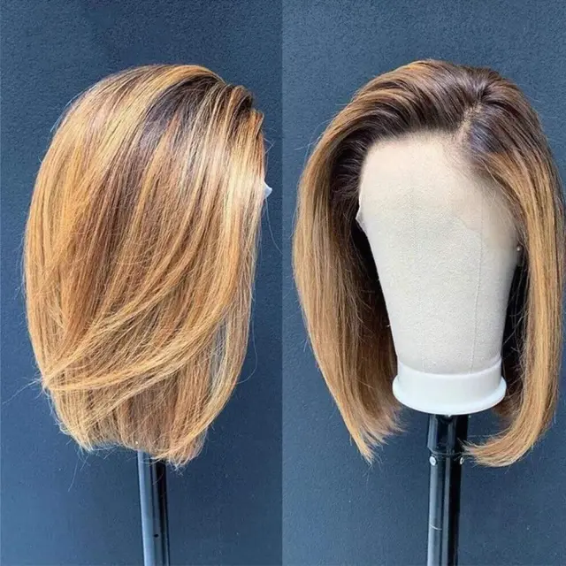 Highlight Bob Wig Human Hair Wig 4X4 Lace Closure Bob Wig Brazilian Straight Short Bob Wig MARRYUU HAIR Lace Front Human Hair Wigs