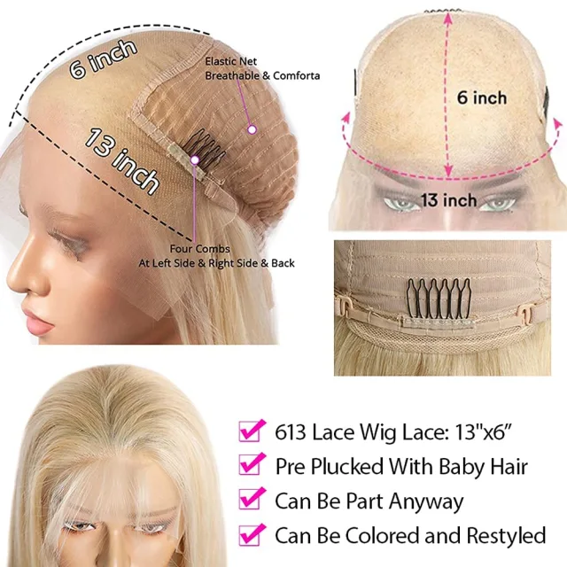 Malaysia Straight Human Hair Wig13X6 HD Transparent Lace Frontal Wig 613 Blonde Lace front Wig Human Hair Wigs For Black Women