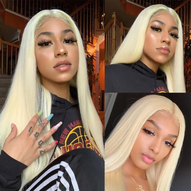 Malaysia Straight Human Hair Wig13X6 HD Transparent Lace Frontal Wig 613 Blonde Lace front Wig Human Hair Wigs For Black Women