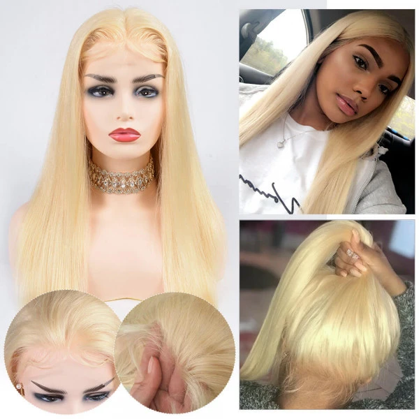 Malaysia Straight Human Hair Wig13X6 HD Transparent Lace Frontal Wig 613 Blonde Lace front Wig Human Hair Wigs For Black Women