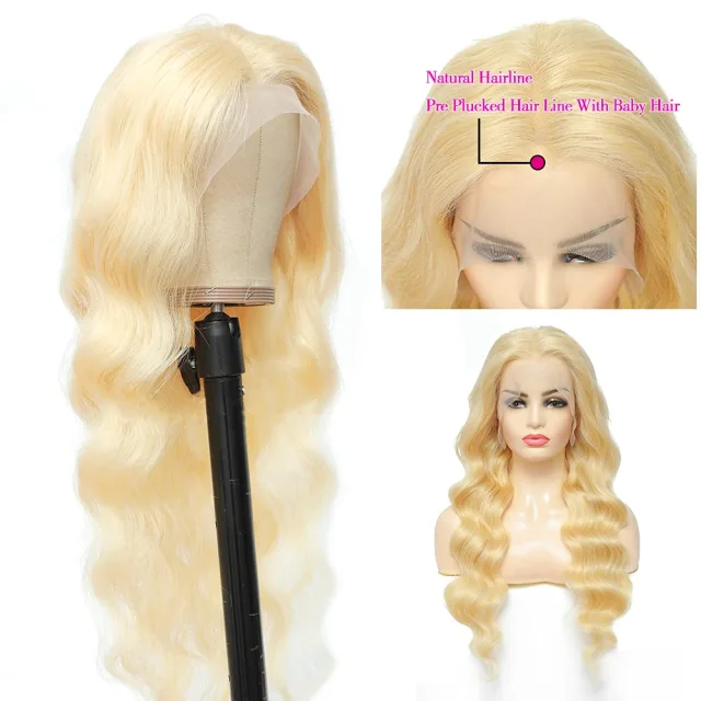 18inch MARRYUU Hair Wig 4X4 Malaysia Body Wave Lace Front Wig 613 Blonde Lace Frontal Wig  Preplucked Lace Front Human Hair Wigs