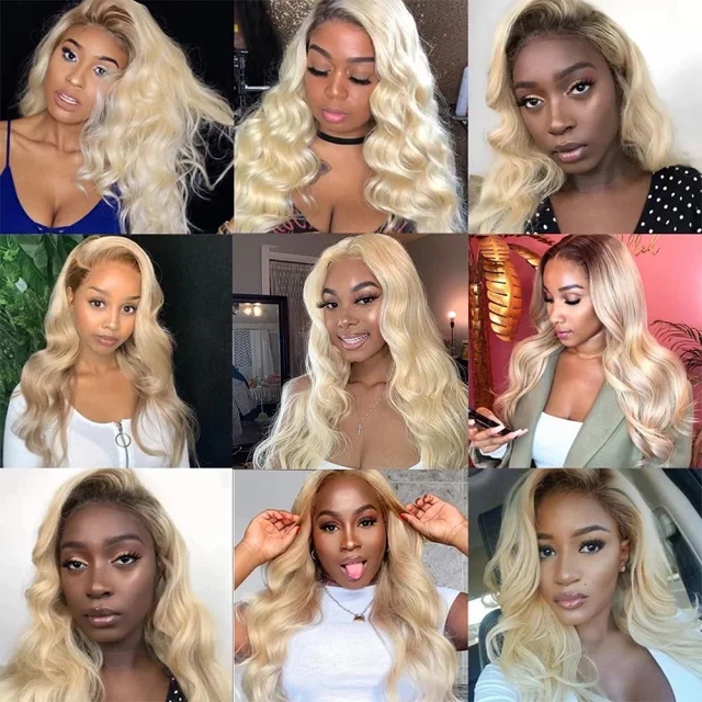 18inch MARRYUU Hair Wig 4X4 Malaysia Body Wave Lace Front Wig 613 Blonde Lace Frontal Wig  Preplucked Lace Front Human Hair Wigs