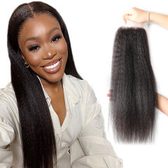 XYS Hair 4*4 Transparent Lace Closure Kinkly Straight