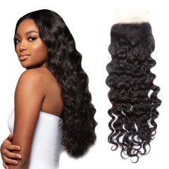 XYS Hair Nature Color 4*4 Transparent Lace Closure Loose Wave Free Part