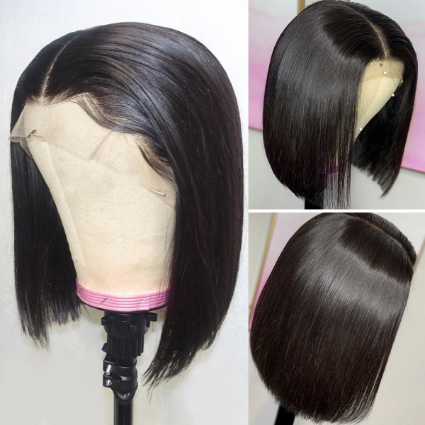 Nature  Bob Lace Frontal Wigs Straight Hair 180% Density